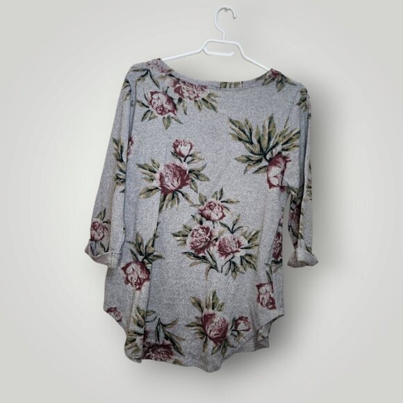 WOMENS GREY FLORAL SHIRT SIZE L - XL - Picture 2 of 4